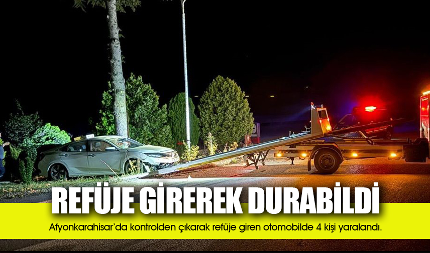 Otomobilin refüje girdiği kazada 4 kişi yaralandı